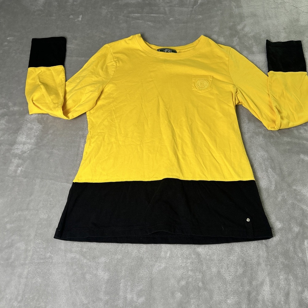 LRL Ralph Lauren Active Tunic Top Womens Medium Yellow black